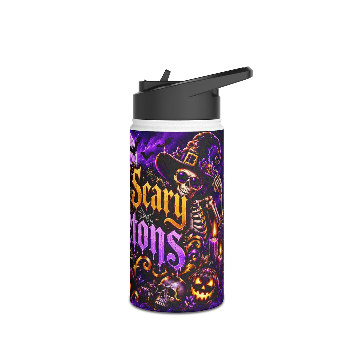 Halloween Skeleton Water Bottle — Spooky Scary Pumpkin Stainless Steel Bottle