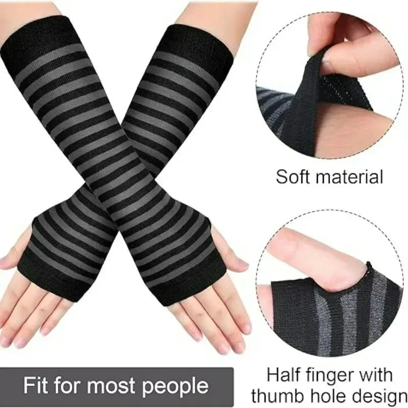 Y2K Women Party Daily Wear Long Arm Gloves Elbow Length Knitted Arm Warmers Fashion Stretchy Wristband Sleeves