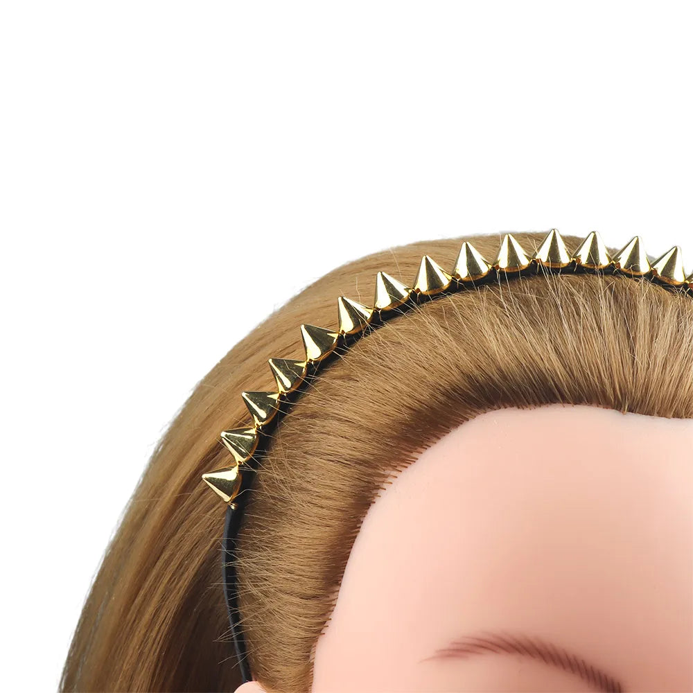 Silver Gold Punk Metal Headband Unique Design Spike Rivets Studded Band Party Headband Women Lady Hair Accessories