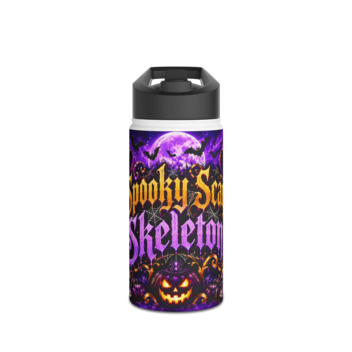 Halloween Skeleton Water Bottle — Spooky Scary Pumpkin Stainless Steel Bottle