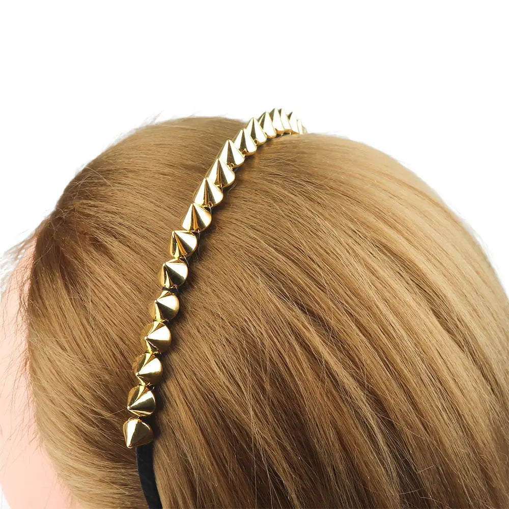 Silver Gold Punk Metal Headband Unique Design Spike Rivets Studded Band Party Headband Women Lady Hair Accessories